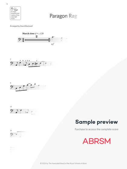 Paragon Rag - Cello Exam Pieces 2024, Grade 2 (Digital Sheet Music) protected preview
