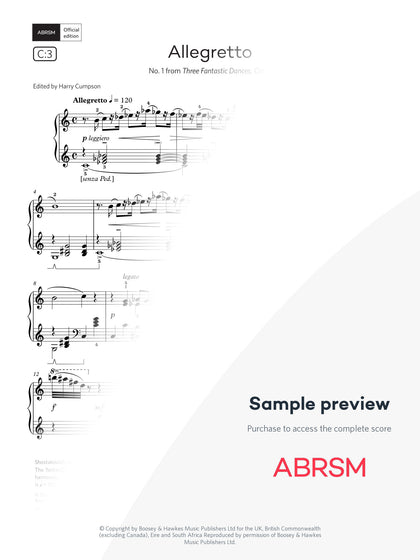 Allegretto - Piano Exam Pieces 2025 & 2026, Grade 7 (Digital Sheet Music) protected preview