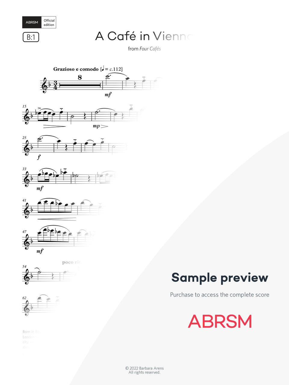 A Café in Vienna - Flute Exam Pieces 2026, Grade 4 (Digital Sheet Music) protected preview