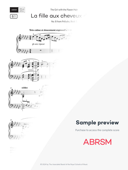 La fille aux cheveux de lin - Piano Exam Pieces 2025 & 2026, Grade 8 (Digital Sheet Music) protected preview