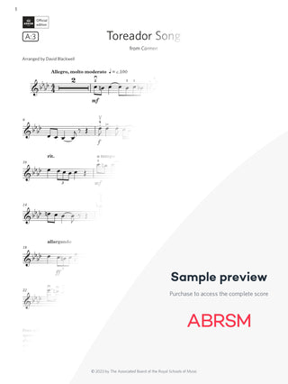 Toreador Song - Violin Exam Pieces 2024, Grade 6 (Digital Sheet Music) protected preview