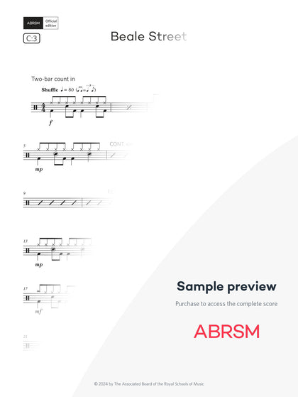 Beale Street - Drum Kit Exam Pieces 2024 Grade 3 Digi (Digital Sheet Music) protected preview