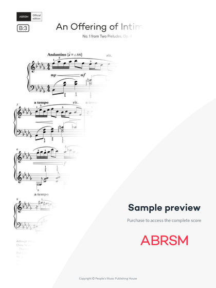 An Offering of Intimacy - Piano Exam Pieces 2027 & 2028, Grade 8 (Digital Sheet Music) protected preview