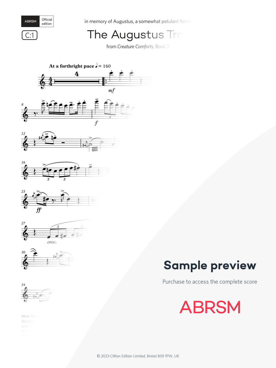 The Augustus Trot - Flute Exam Pieces 2026, Grade 4 (Digital Sheet Music) protected preview