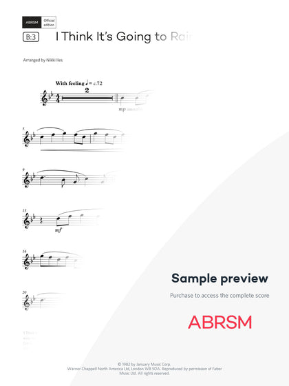 I think it's going to rain today - Flute Exam Pieces 2026, Grade 2 (Digital Sheet Music) protected preview