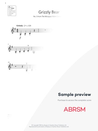 Grizzly Bear - Violin Exam Pack 2024, Initial Grade (Digital Sheet Music) protected preview