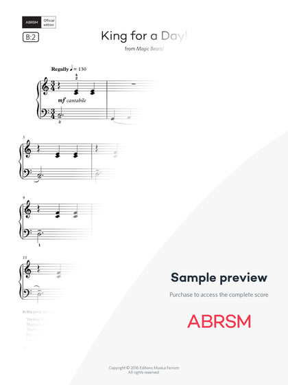 King for a Day! - Piano Exam Pieces 2025 & 2026, Initial Grade (Digital Sheet Music) protected preview
