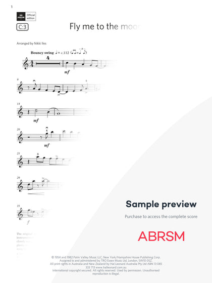 Fly me to the moon - Violin Exam Pieces 2024, Grade 4 (Digital Sheet Music) protected preview