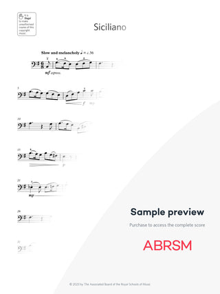 Siciliano - Double Bass Exam Pack 2024 Grade 4 Digi (Digital Sheet Music) protected preview