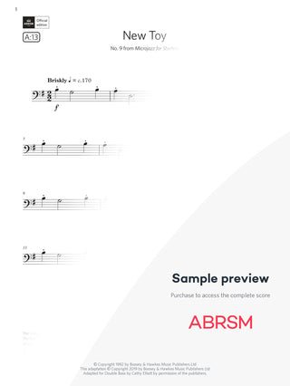 New Toy - Double Bass Exam Pack 2024 Initial Grade Digi (Digital Sheet Music) protected preview