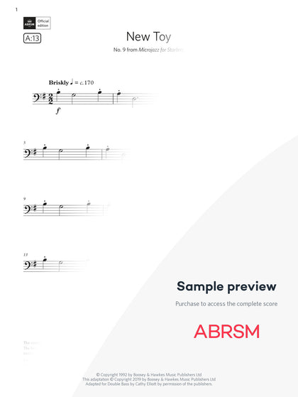 New Toy - Double Bass Exam Pack 2024 Initial Grade Digi (Digital Sheet Music) protected preview