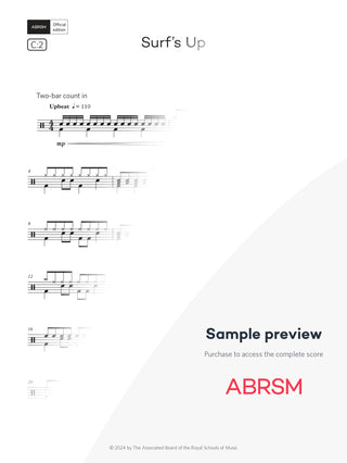 Surf's Up - Drum Kit Exam Pieces 2024 Grade 2 Digi (Digital Sheet Music) protected preview
