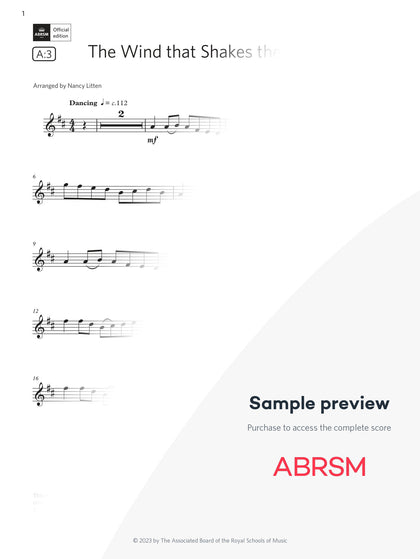 The Wind that Shakes the Barley - Violin Exam Pieces 2024, Grade 1 (Digital Sheet Music) protected preview