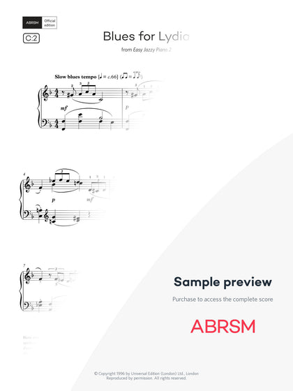 Blues for Lydia - Piano Exam Pieces 2027 & 2028, Grade 5 (Digital Sheet Music) protected preview
