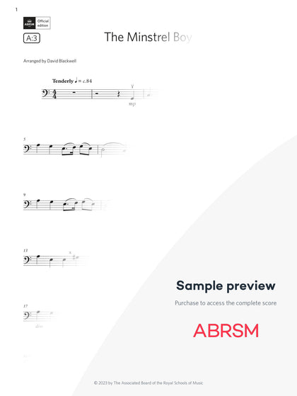 The Minstrel Boy - Cello Exam Pieces 2024, Grade 2 (Digital Sheet Music) protected preview