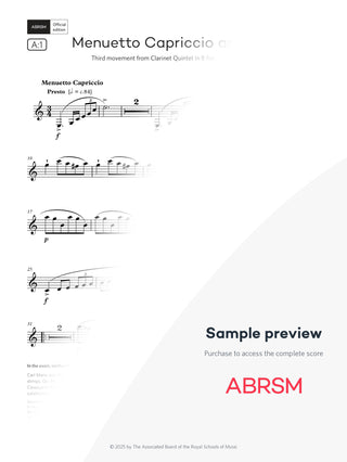 Menuetto Capriccio and Trio ) - Clarinet Exam Pieces 2026, Grade 7 (Digital Sheet Music) protected preview