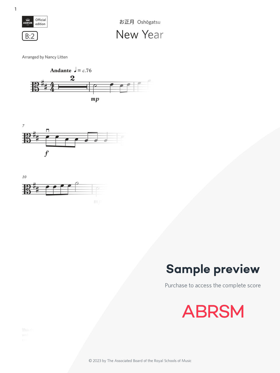 New Year - Viola Exam Pack 2024, Initial Grade (Digital Sheet Music) protected preview