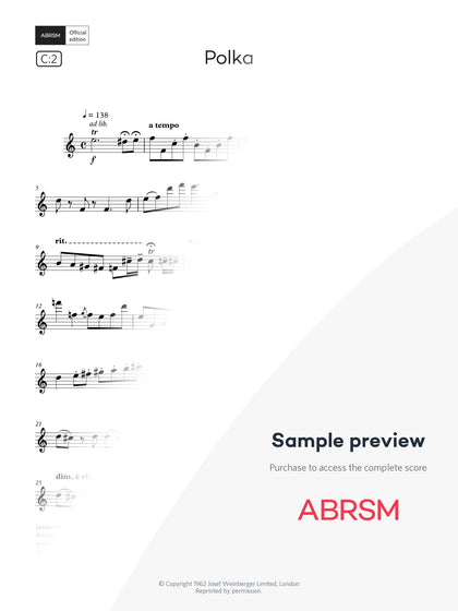 Polka - Flute Exam Pieces 2026, Grade 6 (Digital Sheet Music) protected preview