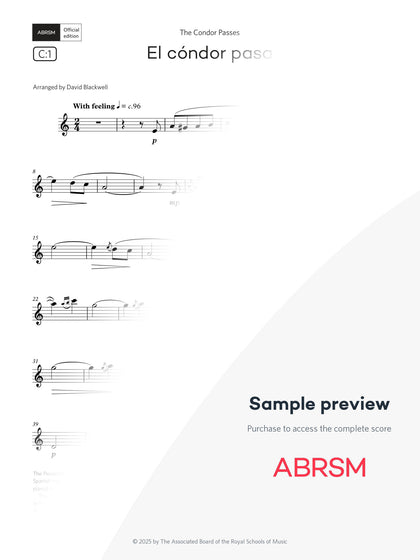 El cóndor pasa - Flute Exam Pieces 2026, Grade 2 (Digital Sheet Music) protected preview