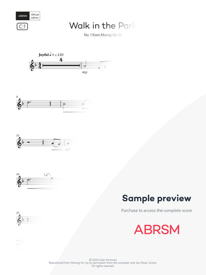 Walk in the Park - Sax Exam Pieces 2026, Grade 1 (Digital Sheet Music) protected preview