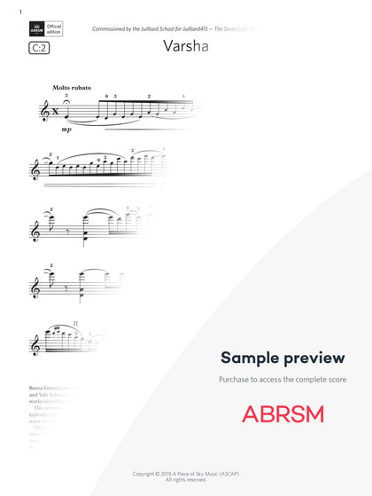 Varsha - Violin Exam Pieces 2024, Grade 8 (Digital Sheet Music) protected preview