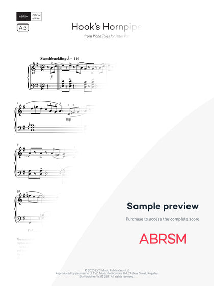 Hook's Hornpipe - Piano Exam Pieces 2025 & 2026, Grade 5 (Digital Sheet Music) protected preview