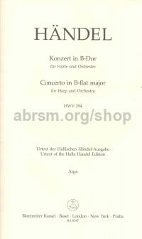 Concerto for Harp in Bb Op 4 No 6 HWV 294 Pedal Harp Solo Part